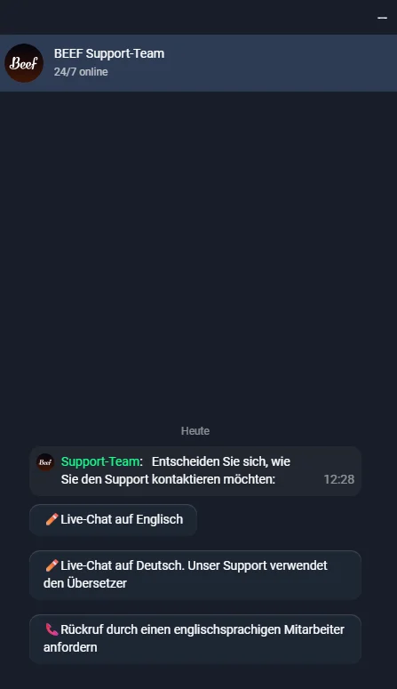 Beef Casino Kundensupport